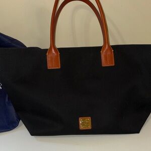Dooney & Bourke Black black canvas Tote with Tan Handles